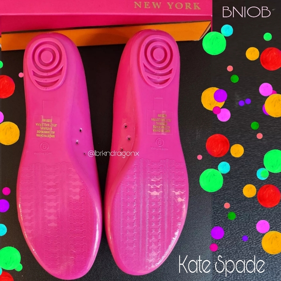 NWT Hot Pink Polka Dot Bow Kate Spade Flats - Picture 4 of 11